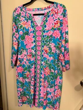 Lilly Pulitzer Pink Blue Green Floral Swim Coverup